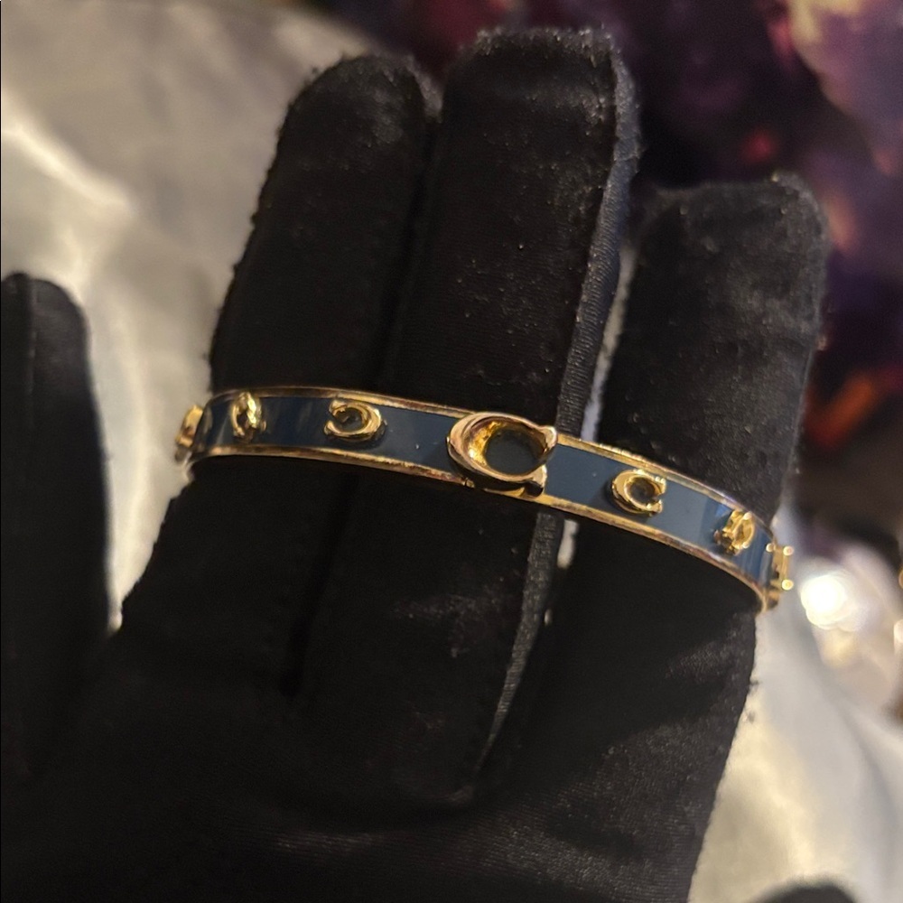 Coach Gold and Navy Bracelet magnetic opening